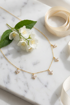 Crystal Flower Charm Choker Necklace