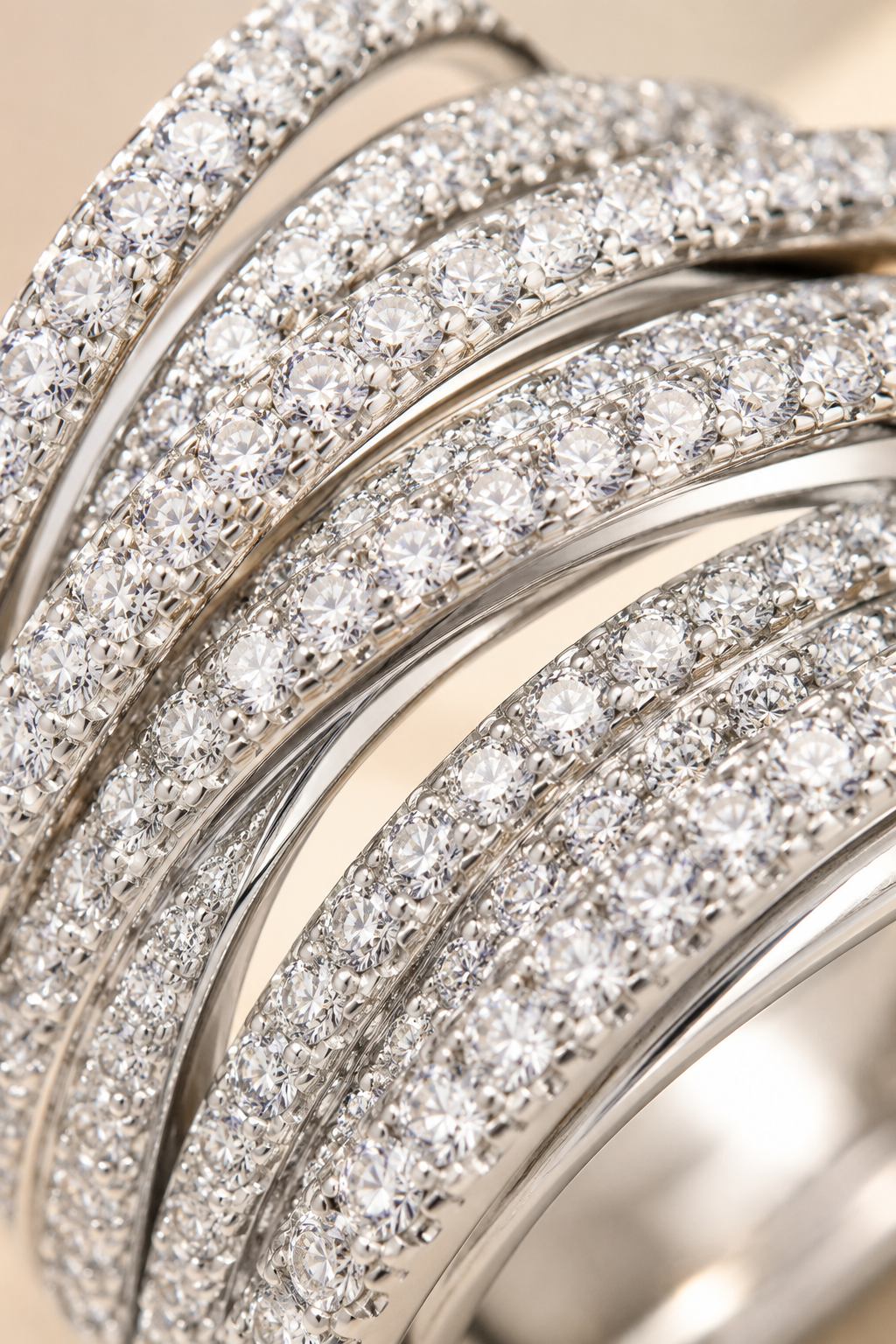 Forget Age Enjoy Yourself Moissanite Band Crossover Ring