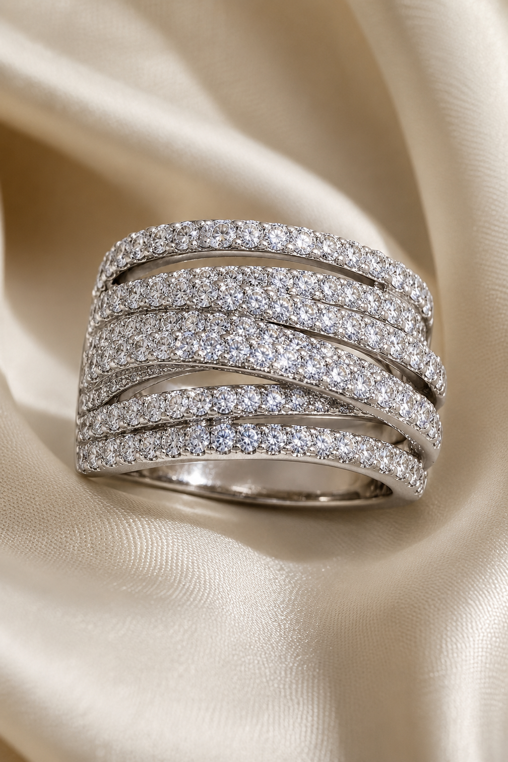 Forget Age Enjoy Yourself Moissanite Band Crossover Ring