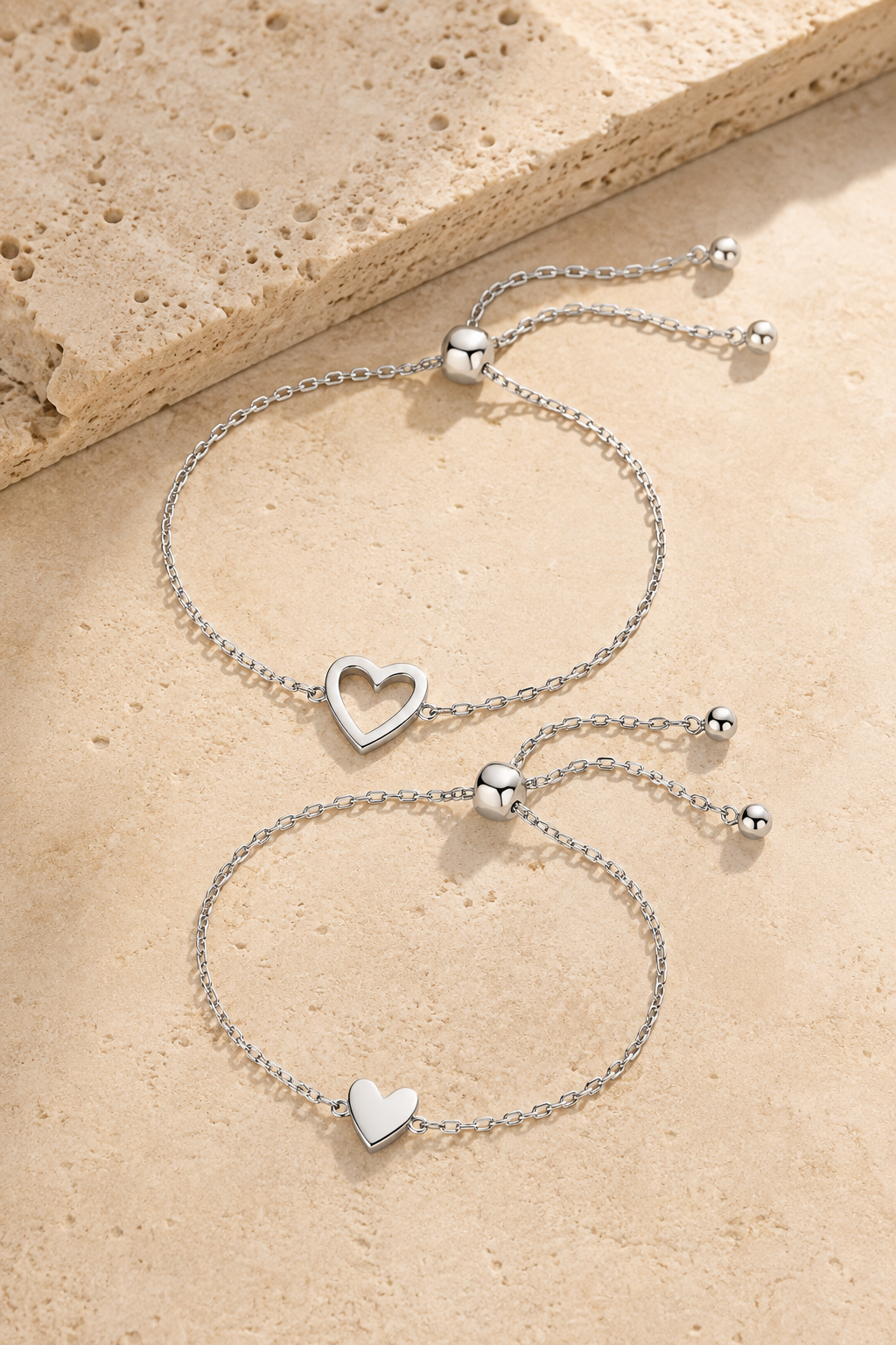 Sorella Heart Bracelet Set — Two Matching 14k Gold-Plated Bracelets