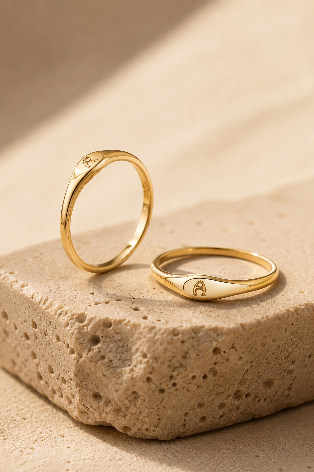 Initial Ring — 14K Gold-Plated Letter Signet Ring