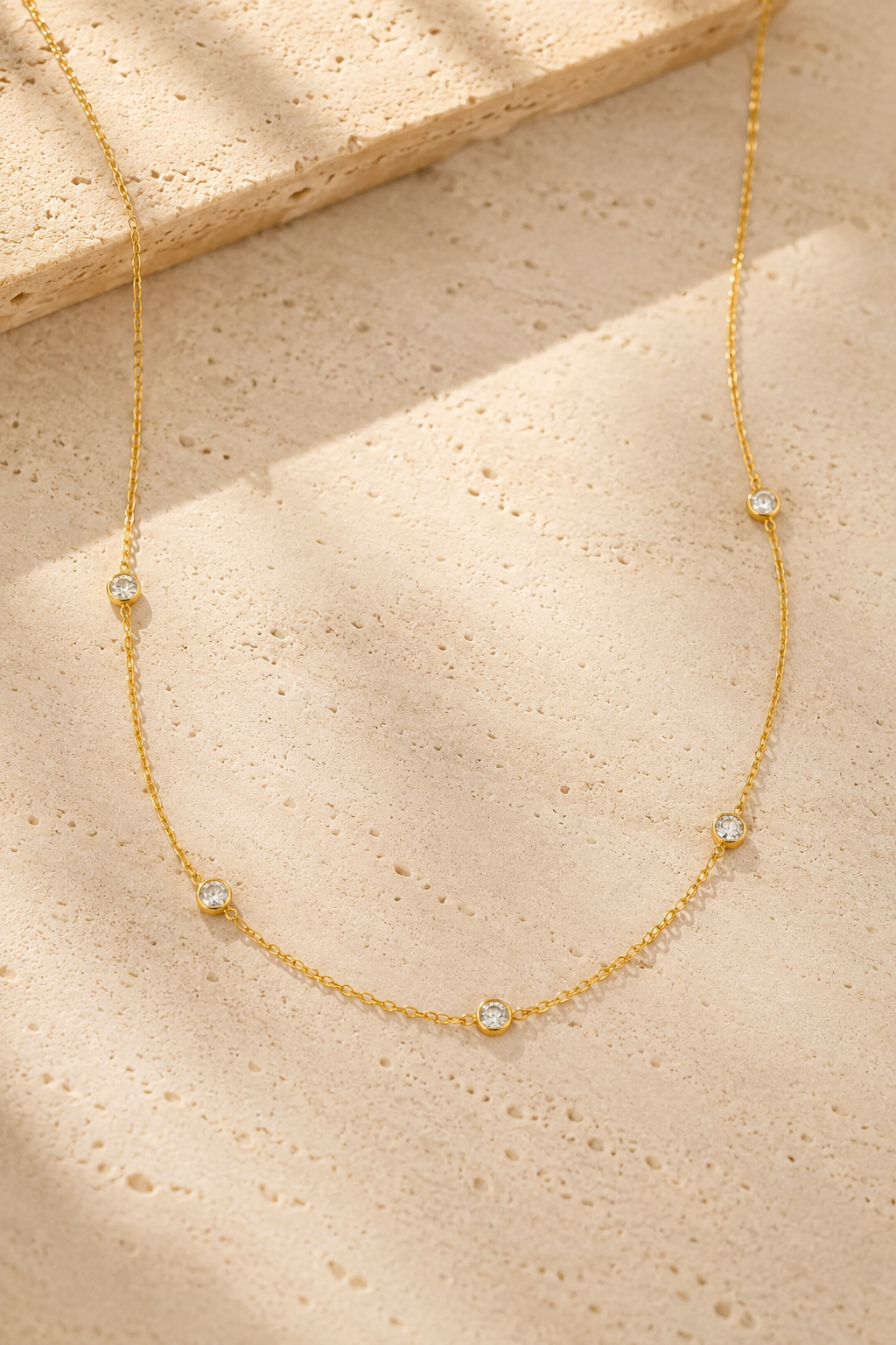 Stellina Station Necklace — 14K Gold-Plated CZ Choker