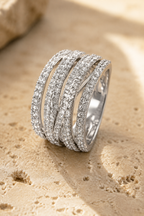 Forget Age Enjoy Yourself Moissanite Band Crossover Ring