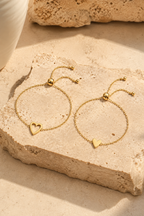 Sorella Heart Bracelet Set — Two Matching 14k Gold-Plated Bracelets