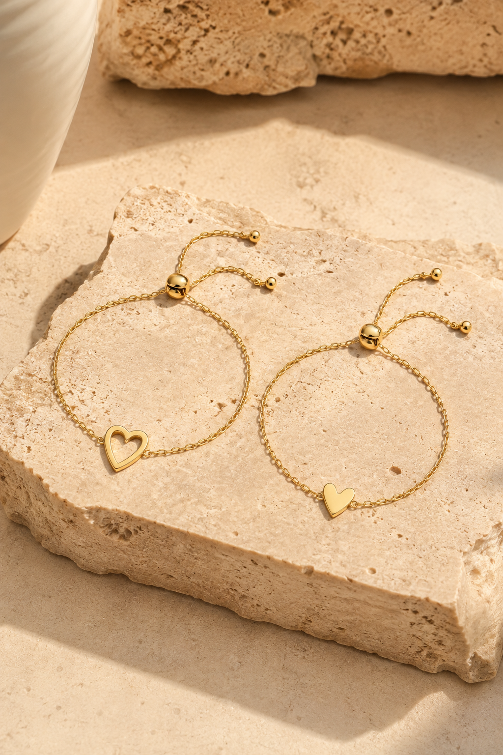 Sorella Heart Bracelet Set — Two Matching 14k Gold-Plated Bracelets
