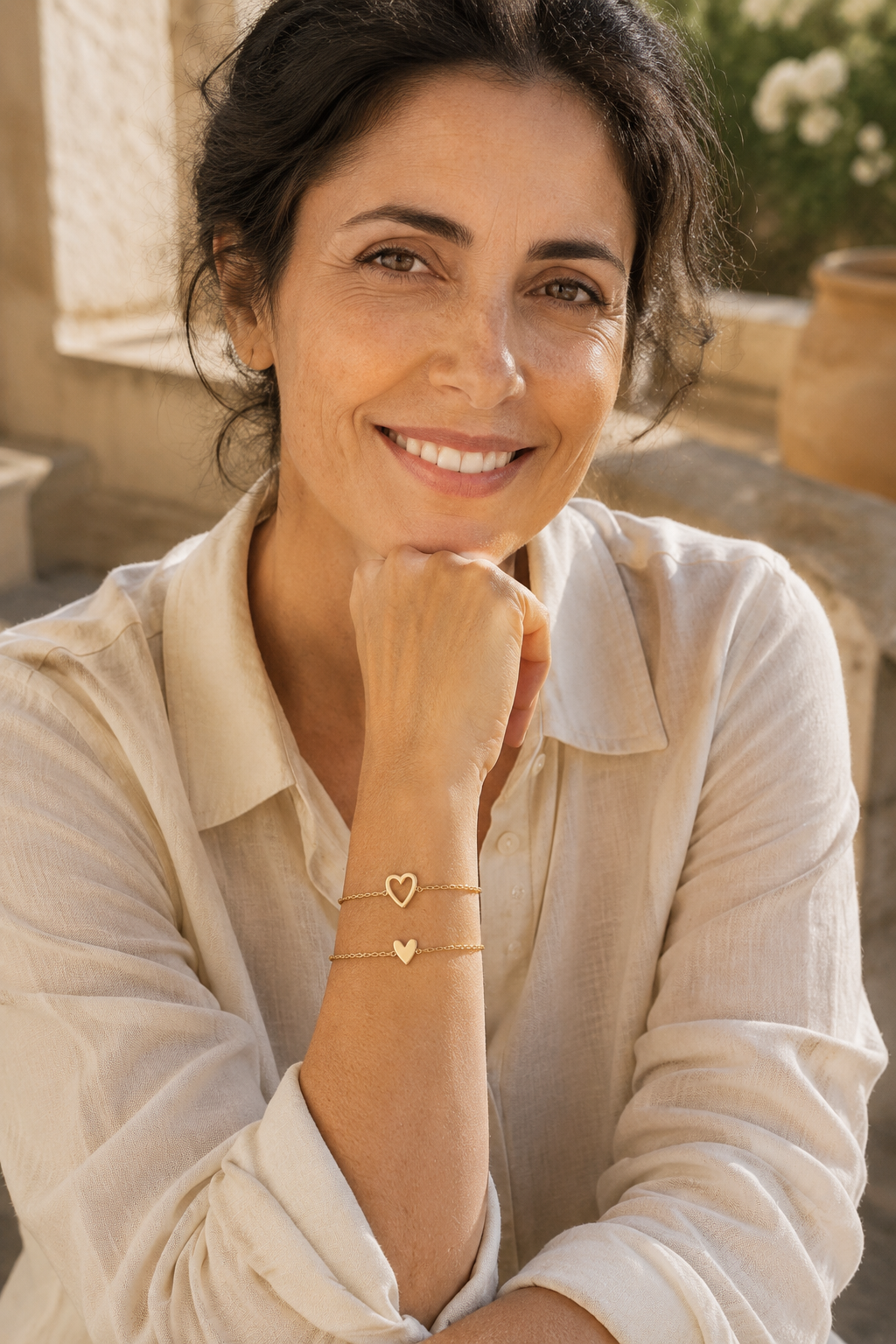 Sorella Heart Bracelet Set — Two Matching 14k Gold-Plated Bracelets