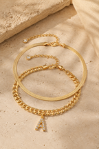 Initial Anklet Set — 14K Gold-Plated Waterproof Ankle Bracelets