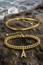 Initial Anklet Set — 14K Gold-Plated Waterproof Ankle Bracelets