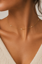 Stellina Station Necklace — 14K Gold-Plated CZ Choker
