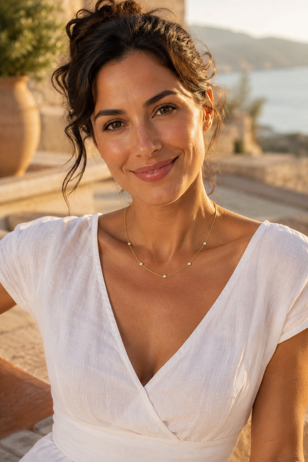 Stellina Station Necklace — 14K Gold-Plated CZ Choker