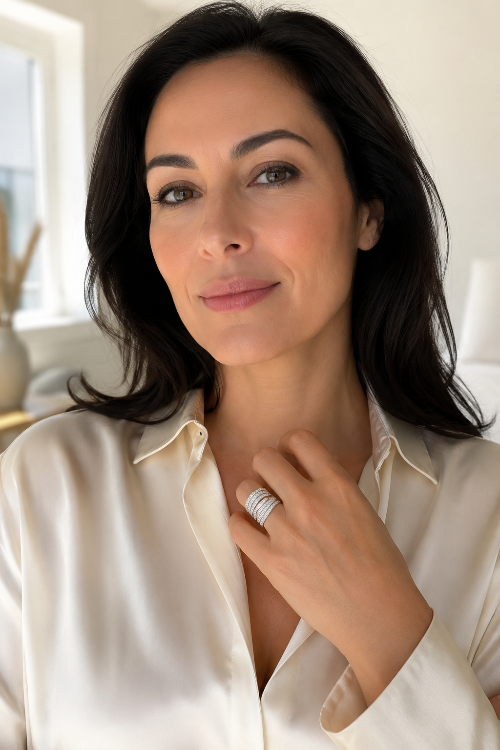 Forget Age Enjoy Yourself Moissanite Band Crossover Ring