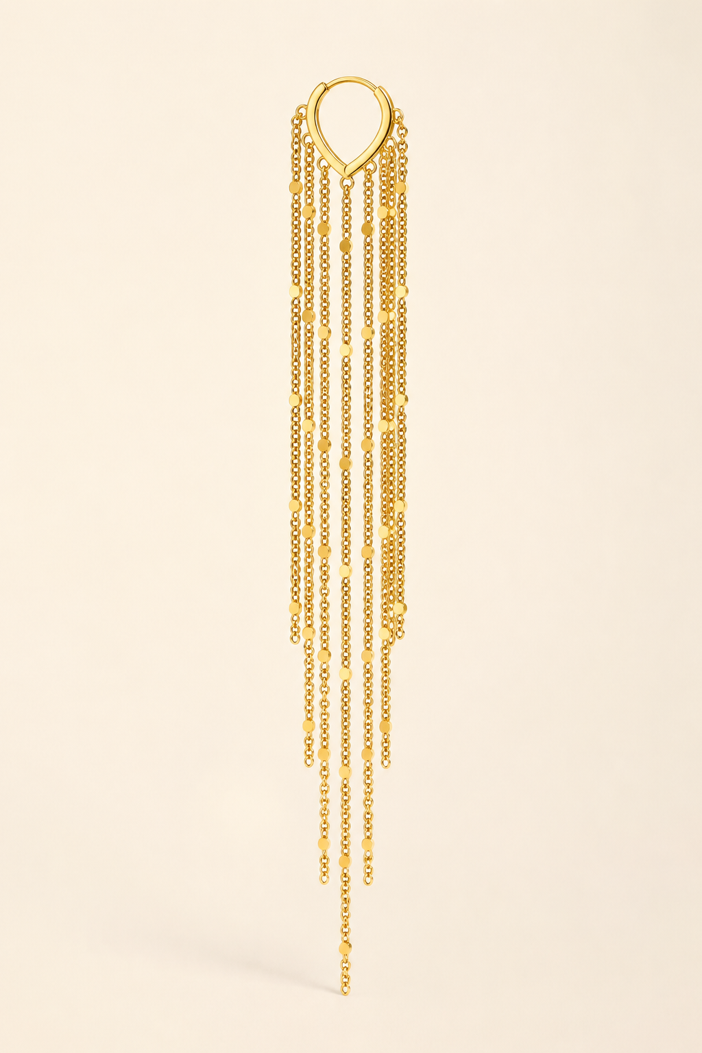 Party Stunning Long 14k Gold Chain Fringe Tassel Earrings Drops