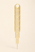 Party Stunning Long 14k Gold Chain Fringe Tassel Earrings Drops