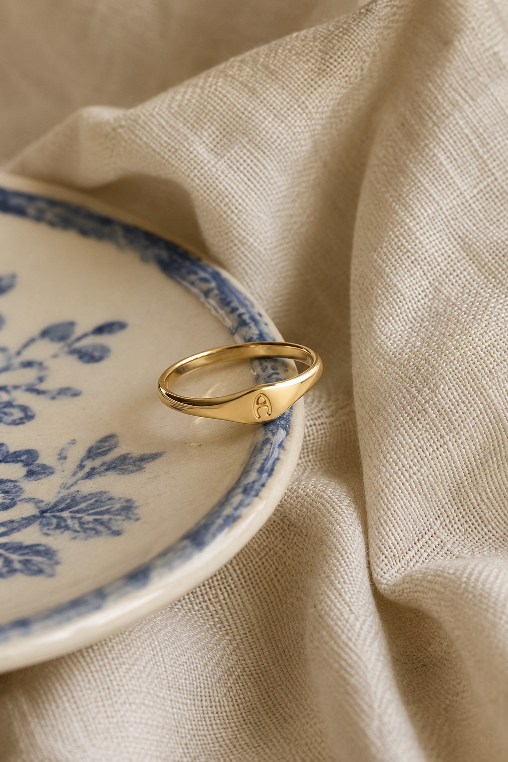 Initial Ring — 14K Gold-Plated Letter Signet Ring