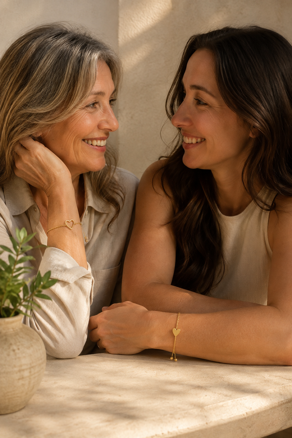 Sorella Heart Bracelet Set — Two Matching 14k Gold-Plated Bracelets