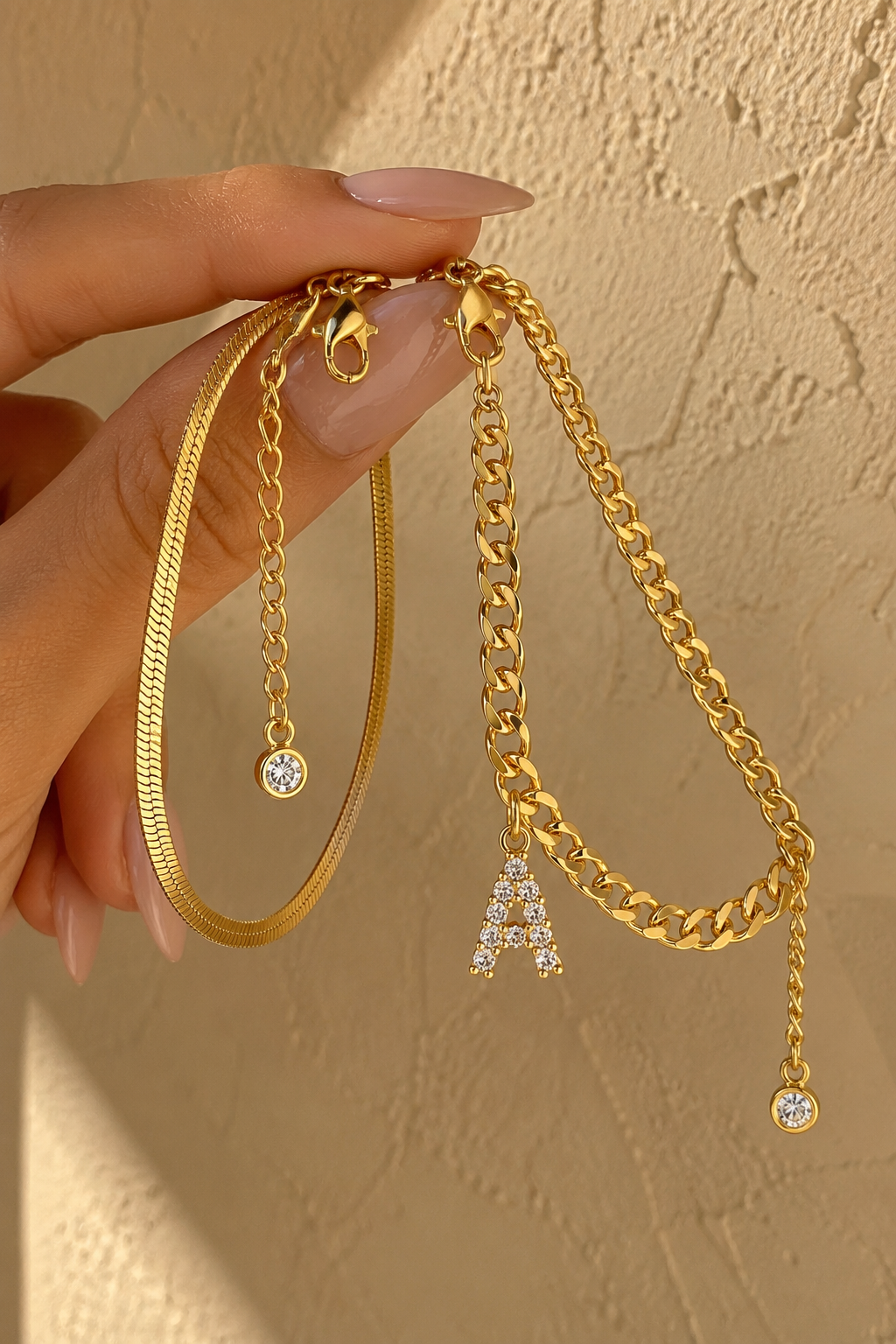 Initial Anklet Set — 14K Gold-Plated Waterproof Ankle Bracelets
