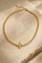 Clover Necklace — 14k Gold-Plated Cuban Chain