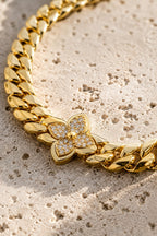 Clover Necklace — 14k Gold-Plated Cuban Chain