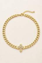Clover Necklace — 14k Gold-Plated Cuban Chain