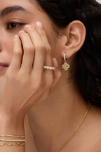 Fortuna Clover Earrings — 14k Gold-Plated Huggie Drops