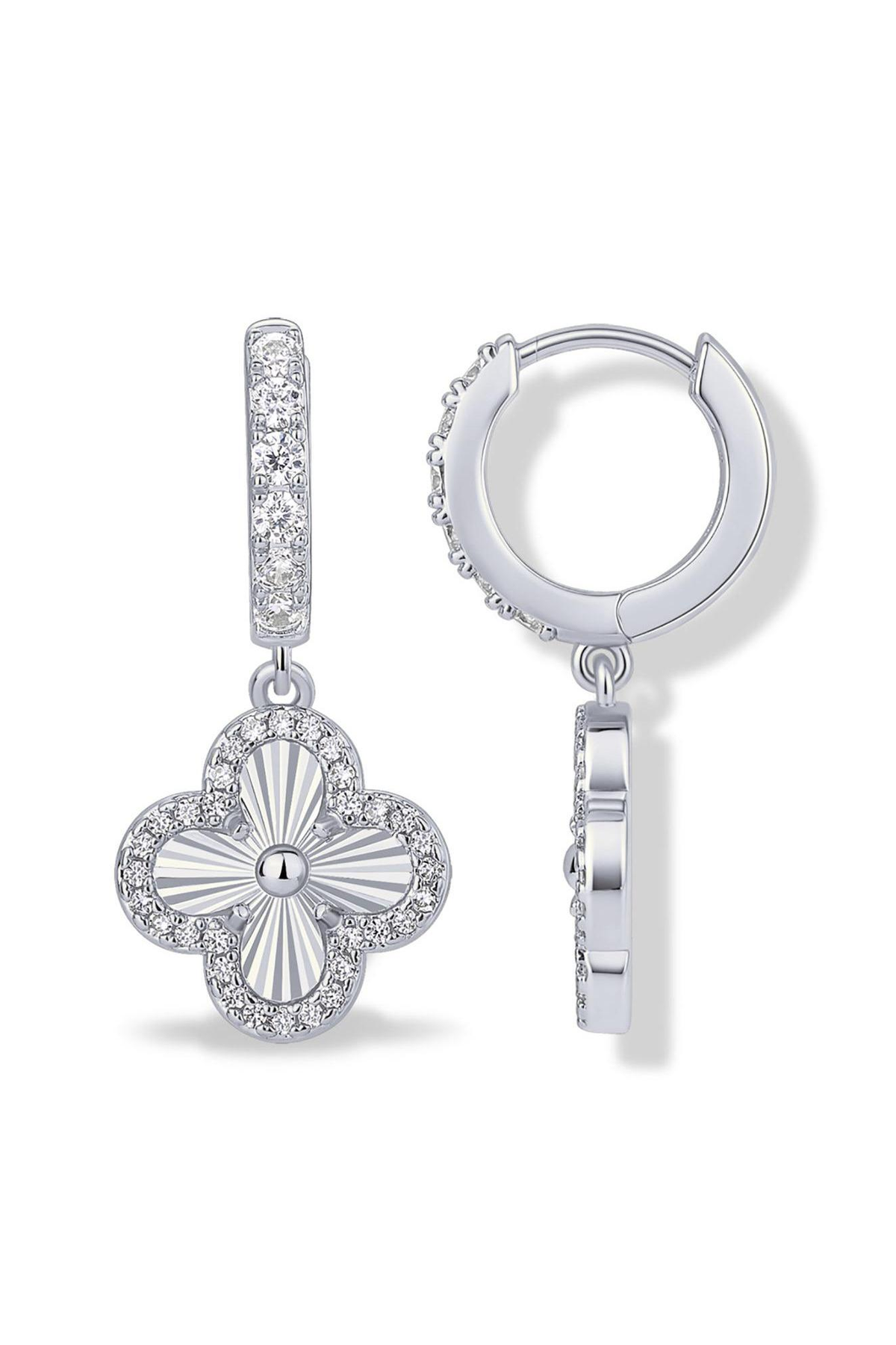 Fortuna Clover Earrings — 14k Gold-Plated Huggie Drops