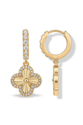 Fortuna Clover Earrings — 14k Gold-Plated Huggie Drops