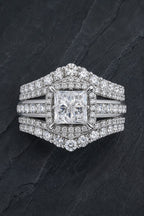 Princess Cut Crystal Halo Ring