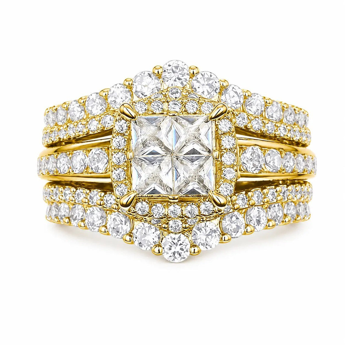 Princess Cut Crystal Halo Ring