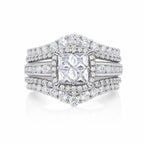 Princess Cut Crystal Halo Ring