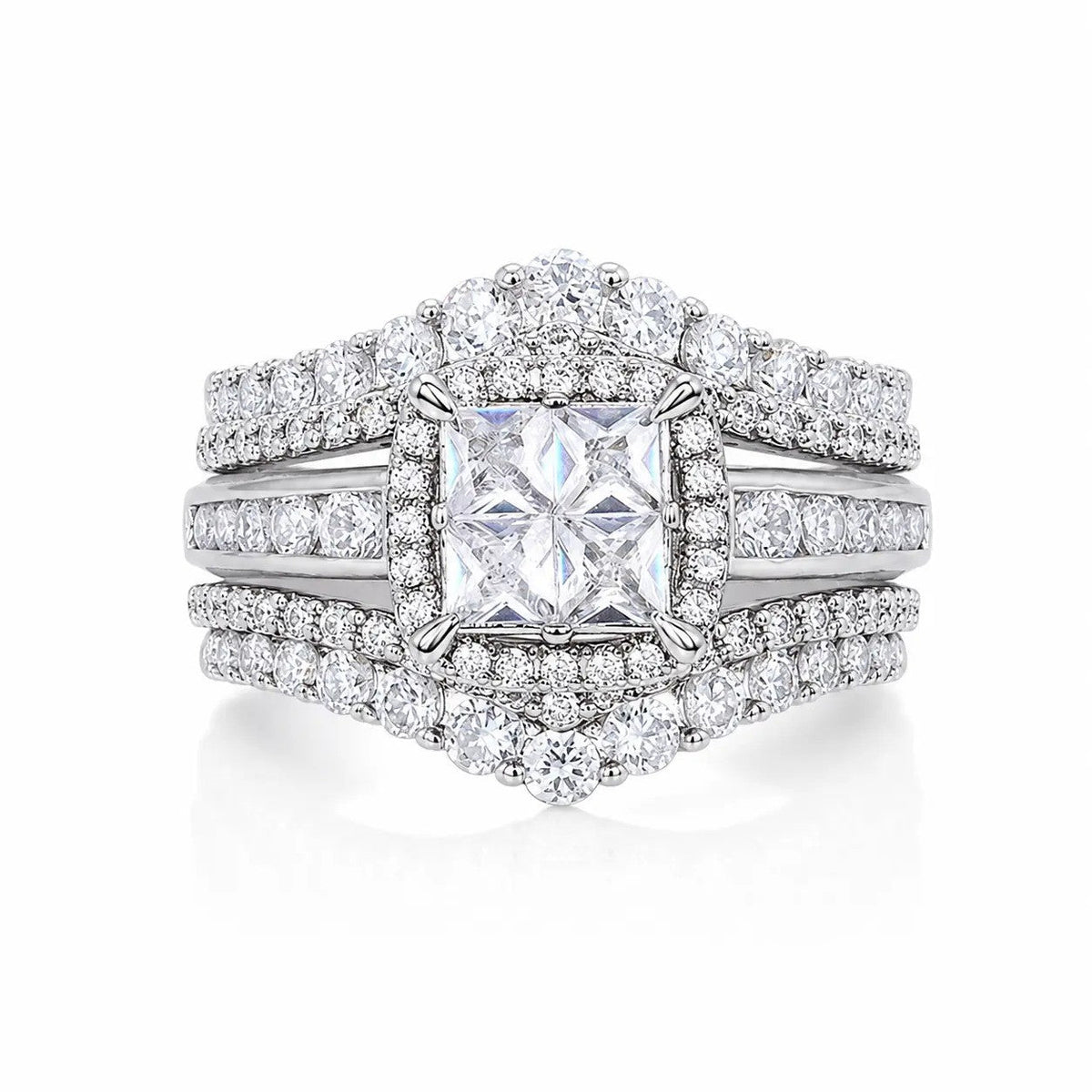 Princess Cut Crystal Halo Ring