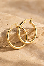 Chunky 14k Gold-Plated Tube Hoop Earrings