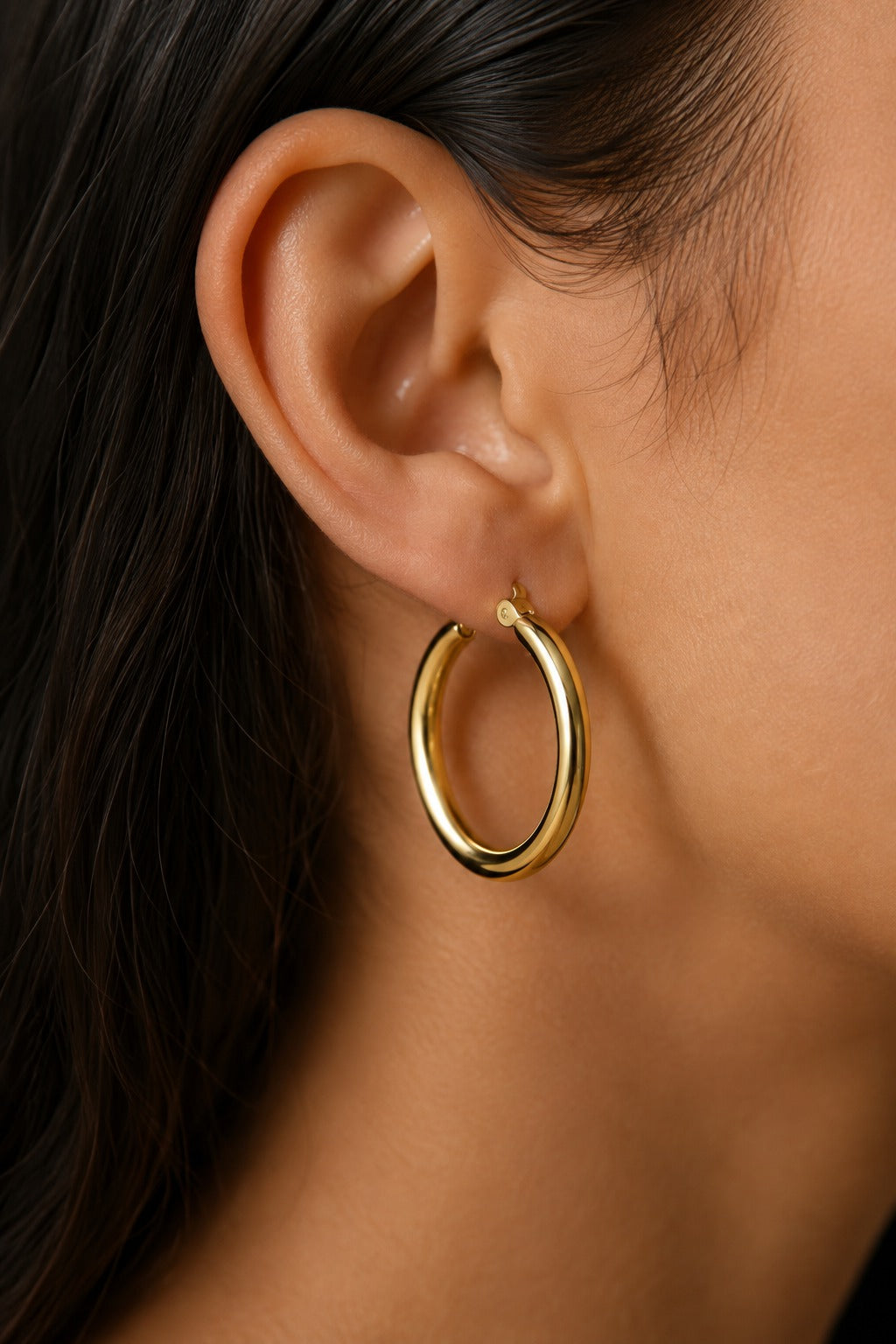 Chunky 14k Gold-Plated Tube Hoop Earrings