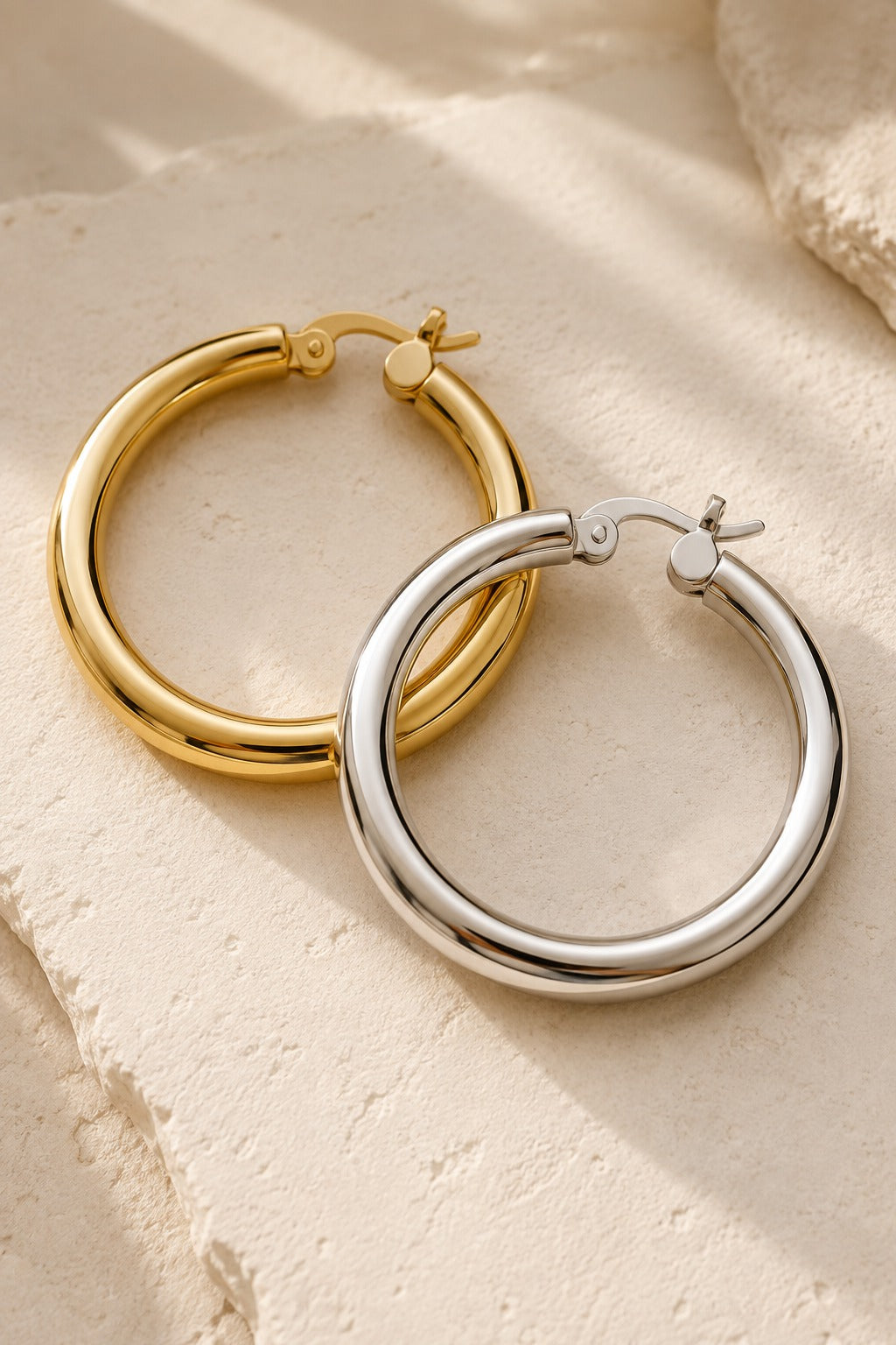 Chunky 14k Gold-Plated Tube Hoop Earrings