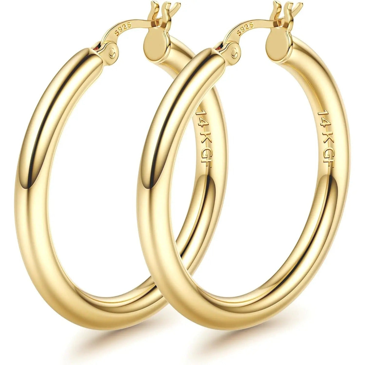 Chunky 14k Gold-Plated Tube Hoop Earrings