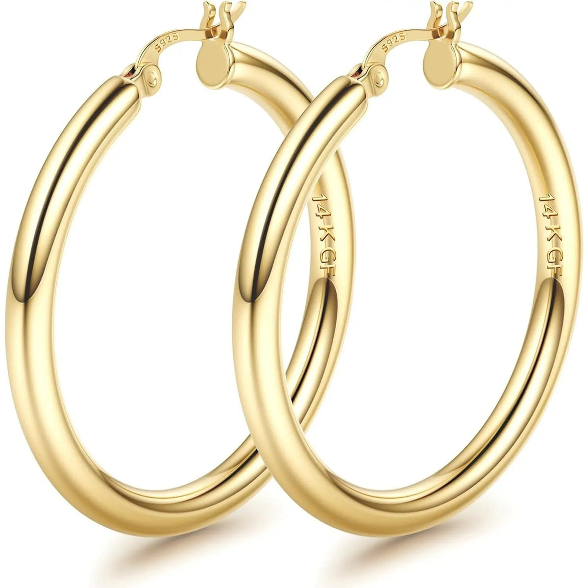 Chunky 14k Gold-Plated Tube Hoop Earrings