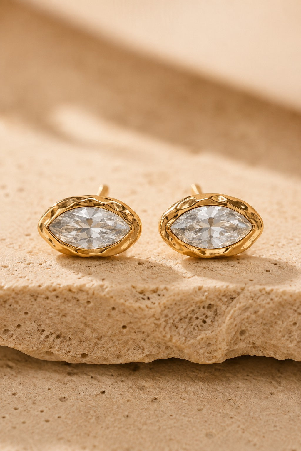 Nerano Marquise Studs — Bezel-Set Crystal Stud Earrings