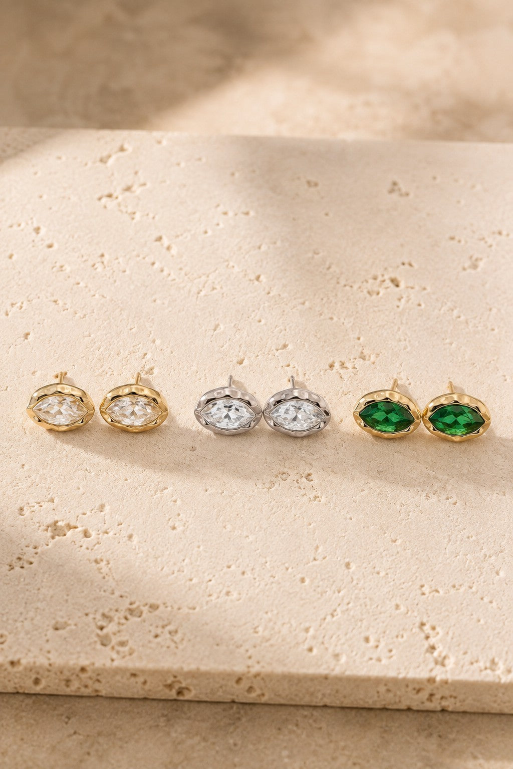 Nerano Marquise Studs — Bezel-Set Crystal Stud Earrings