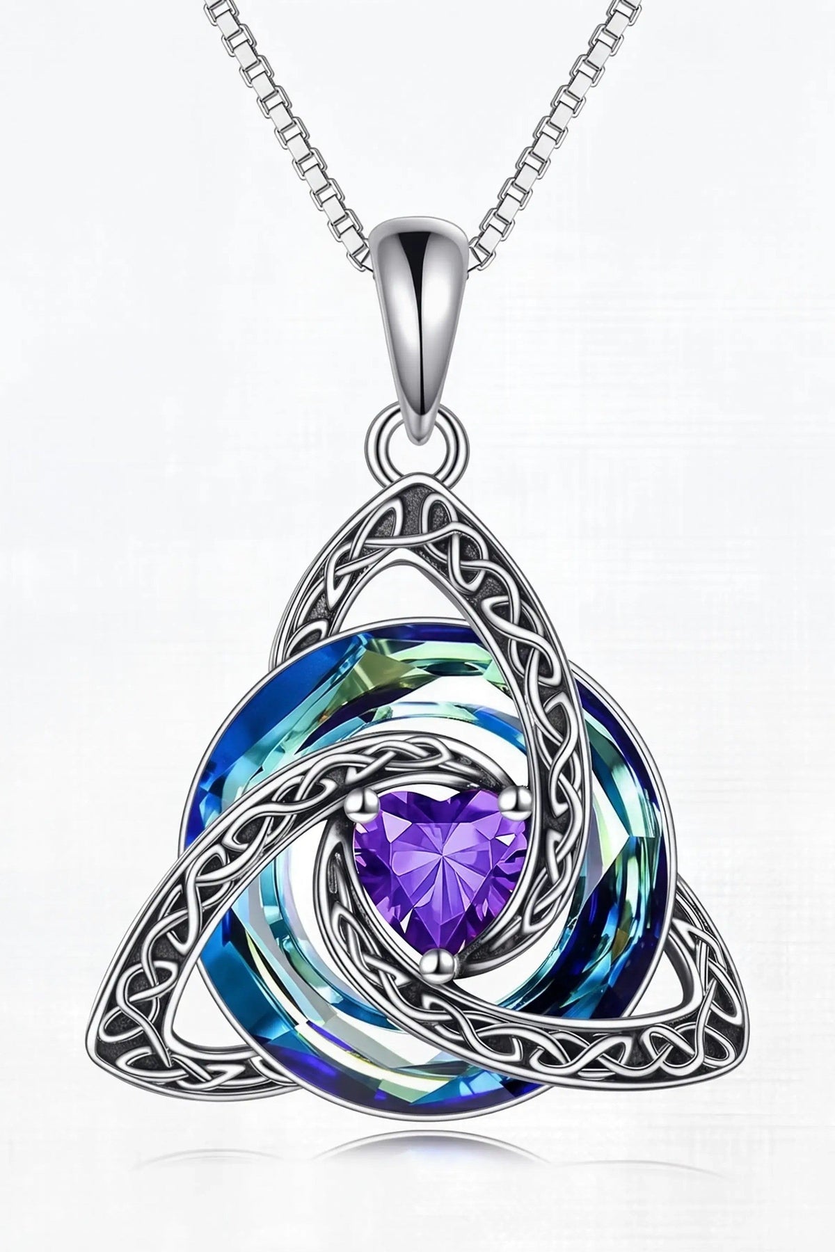 Knot Birthstone Crystal Pendant Necklace