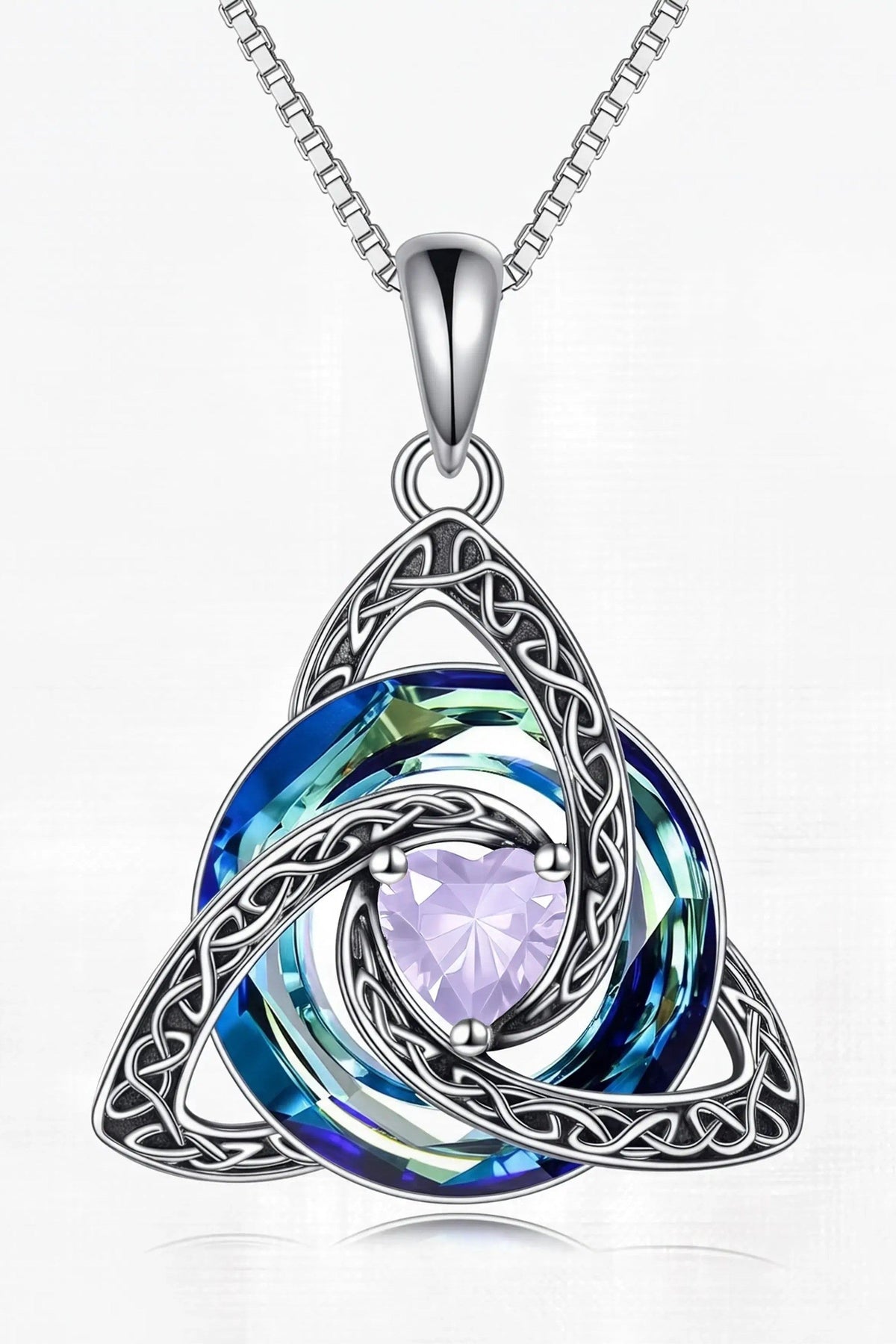Knot Birthstone Crystal Pendant Necklace