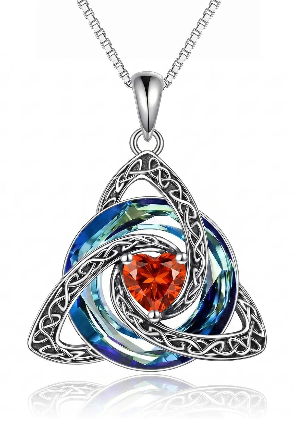 Knot Birthstone Crystal Pendant Necklace