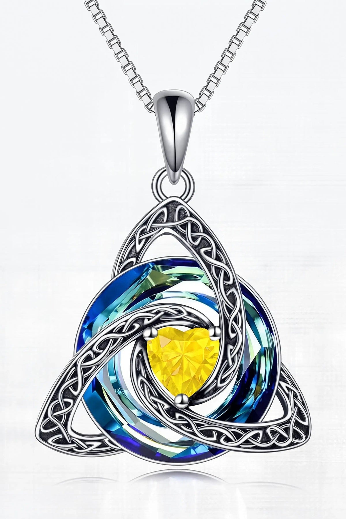 Knot Birthstone Crystal Pendant Necklace