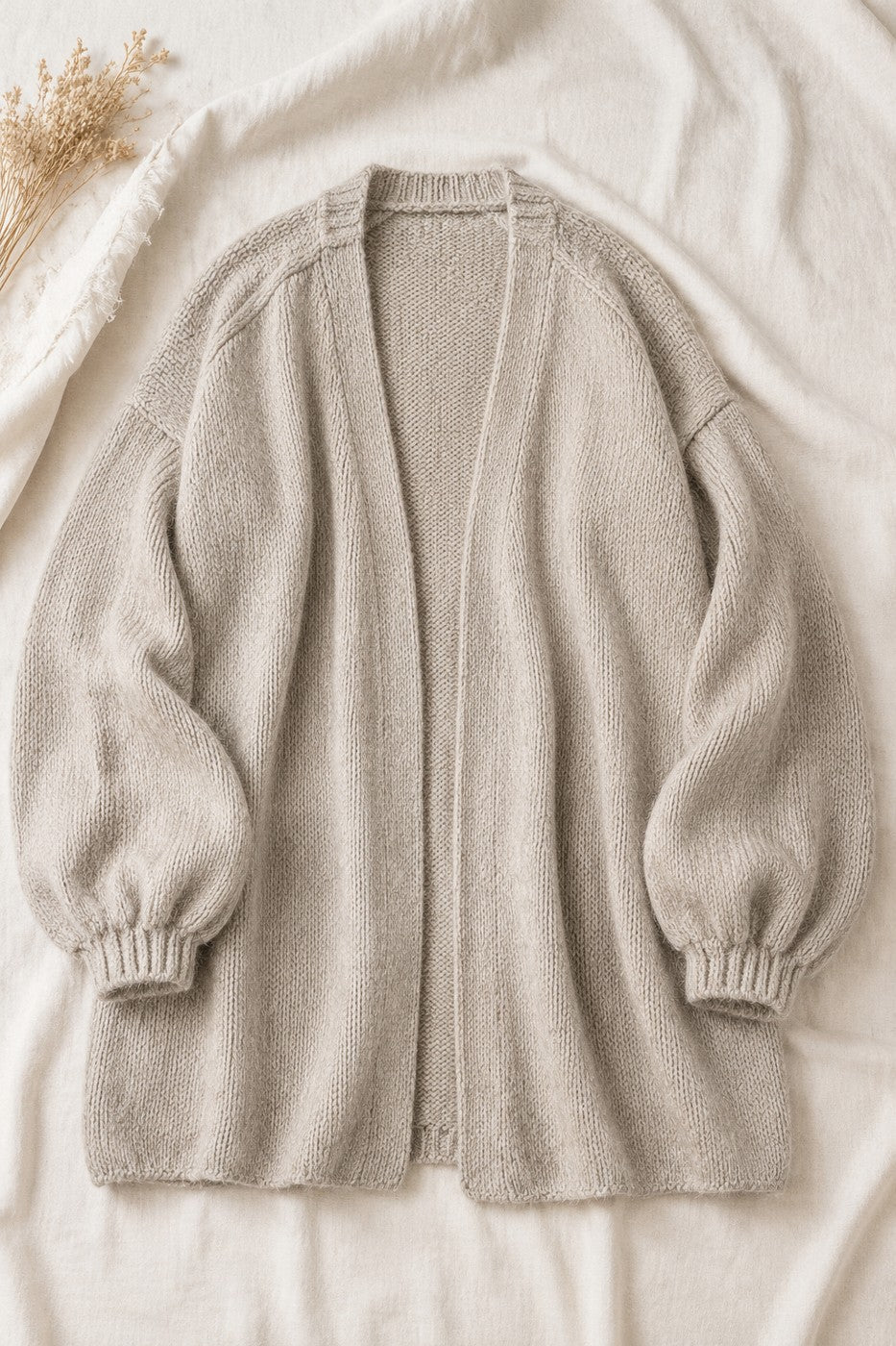 Lightweight Open-Front Knit Oversized Cardigan