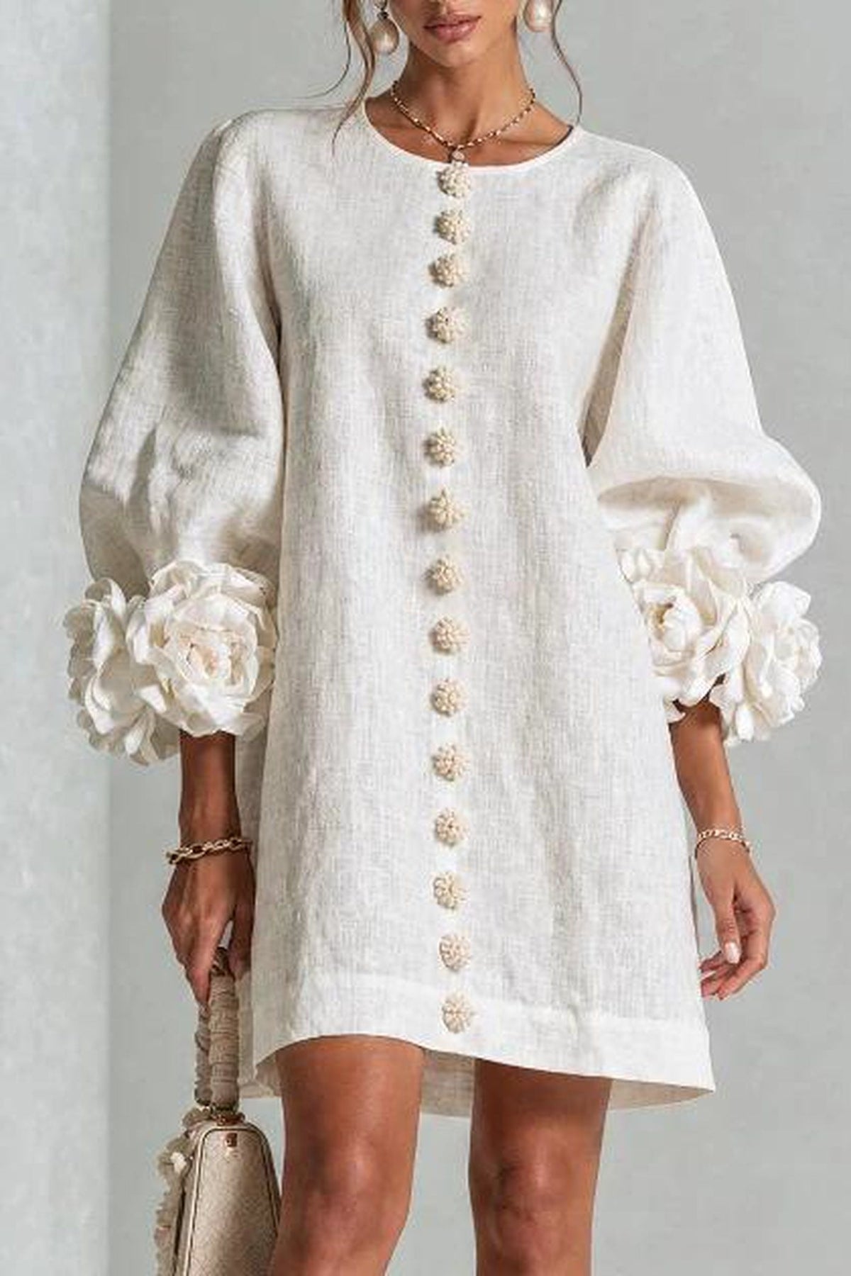 Petalo Puff Sleeve Dress — Floral Cuff Mini