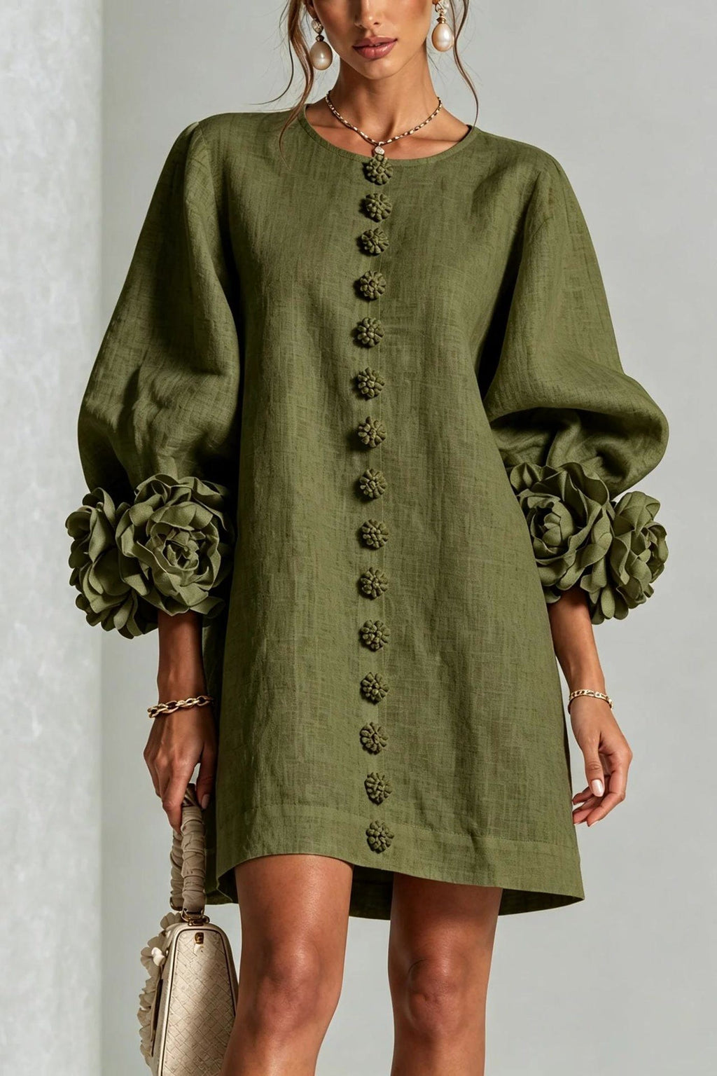 Petalo Puff Sleeve Dress — Floral Cuff Mini