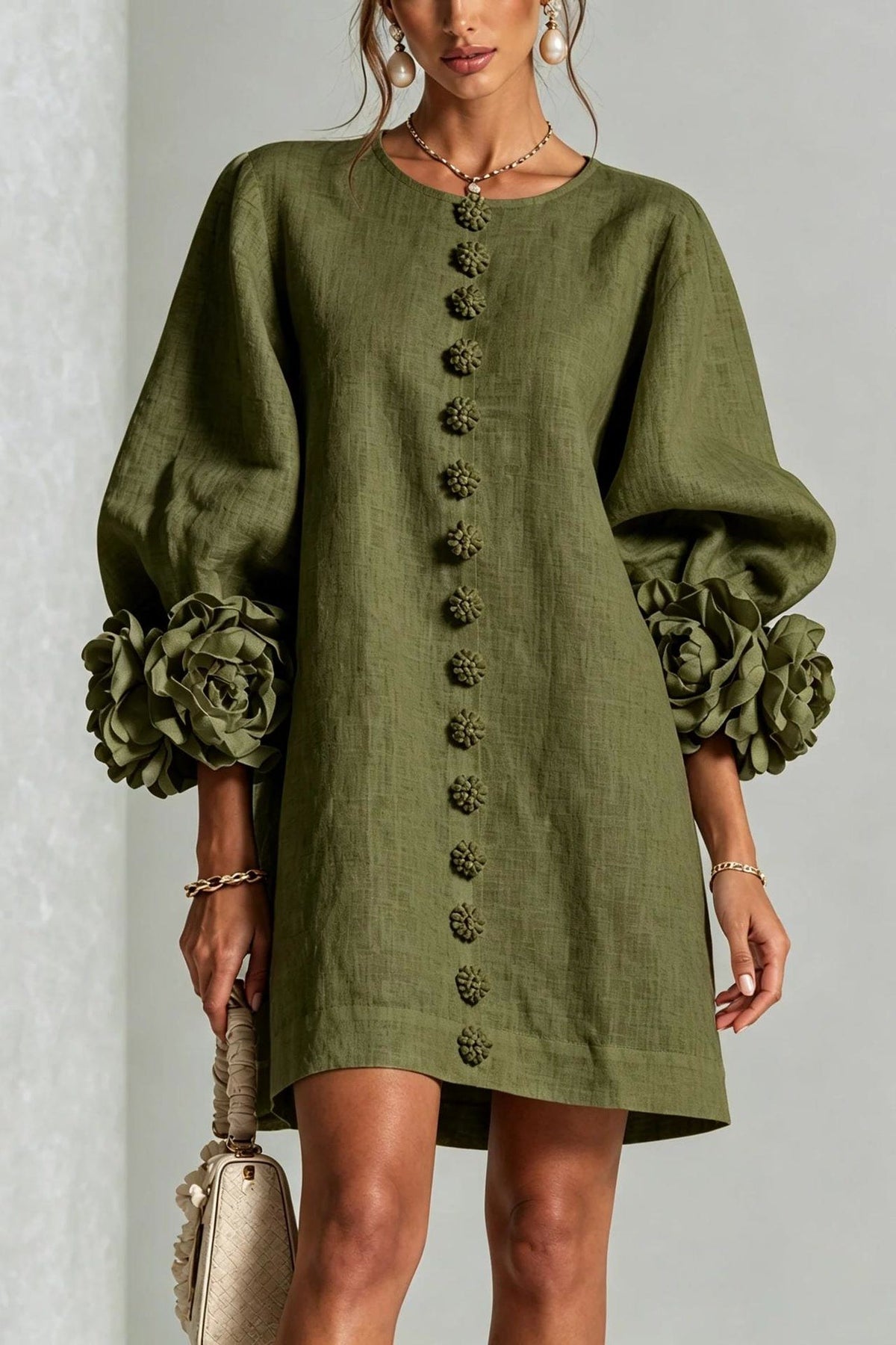Petalo Puff Sleeve Dress — Floral Cuff Mini