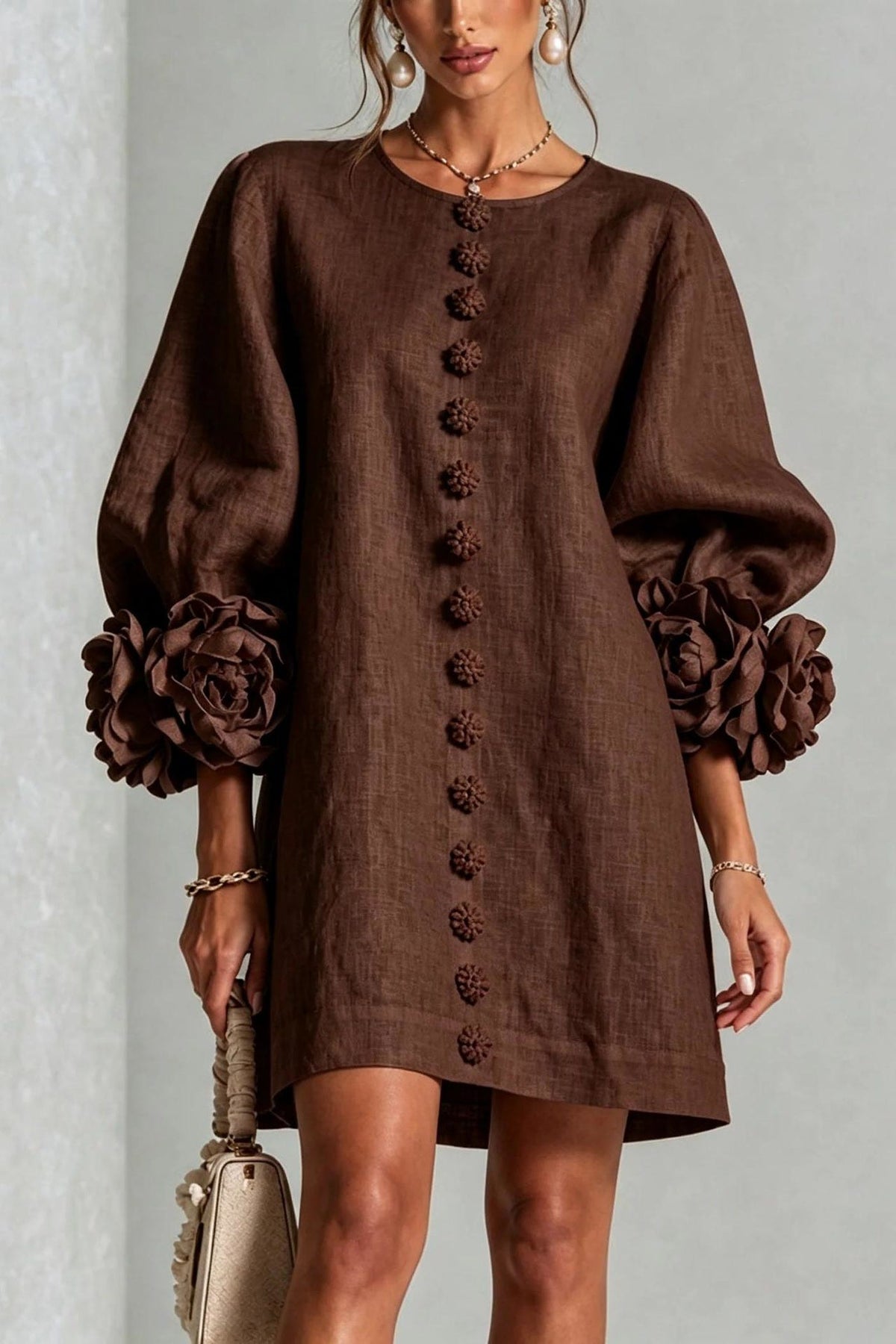 Petalo Puff Sleeve Dress — Floral Cuff Mini