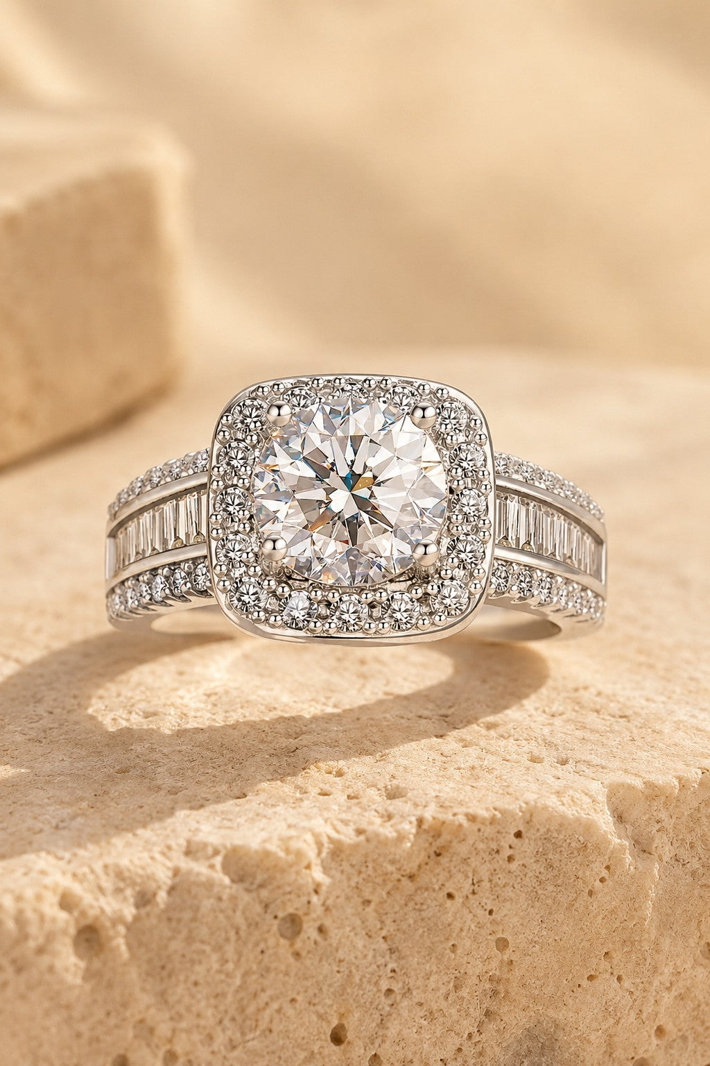 Procida Halo Ring — Square Halo Crystal Cocktail Ring