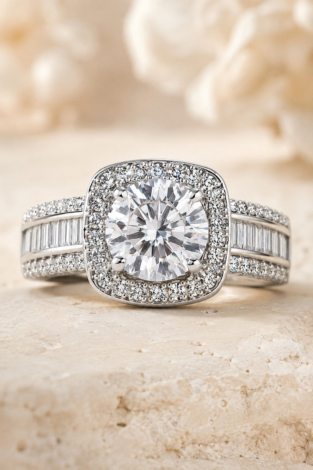 Procida Halo Ring — Square Halo Crystal Cocktail Ring