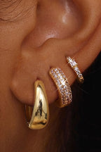 14k Gold-Plated Stacking Earrings Set Hoop Trio