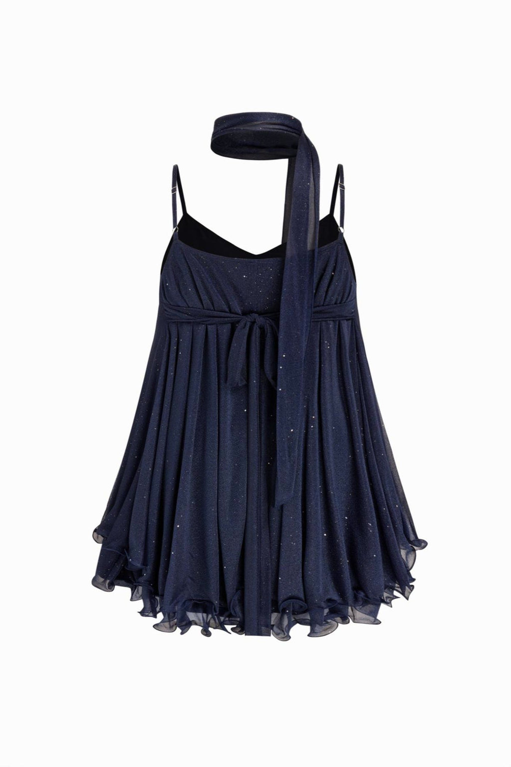 Scintilla Shimmer Dress — Ruffle Hem with Scarf